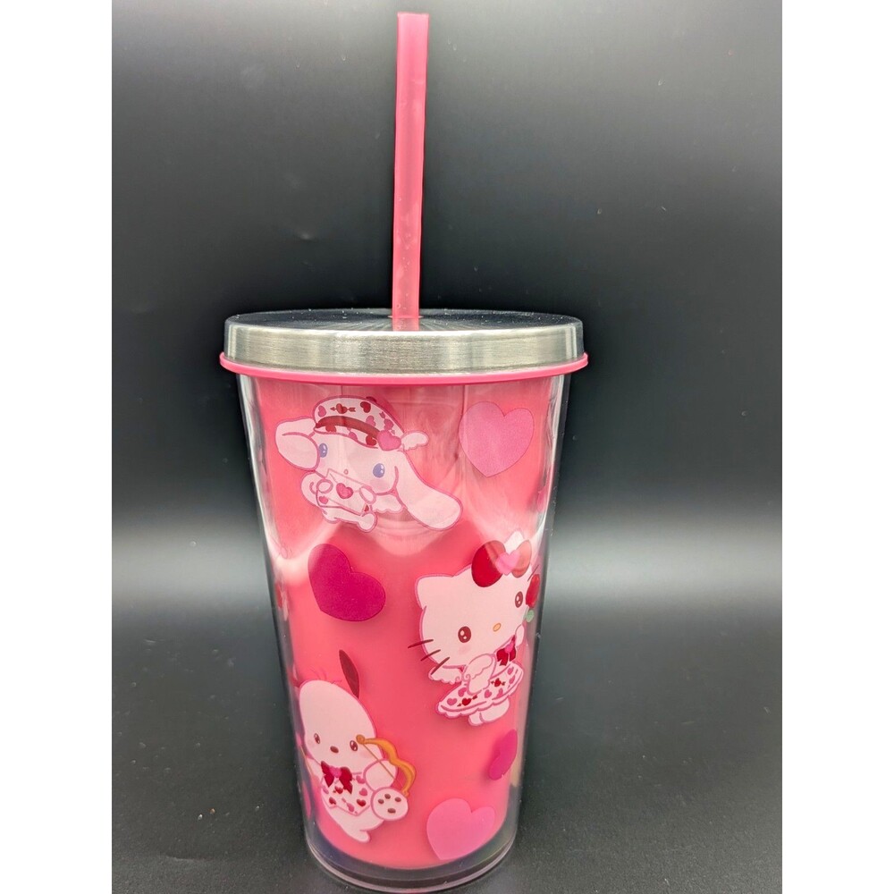 Zak Designs Hello Kitty & Cinnamoroll 17 oz Pink Insulated Tumbler Lid Straw